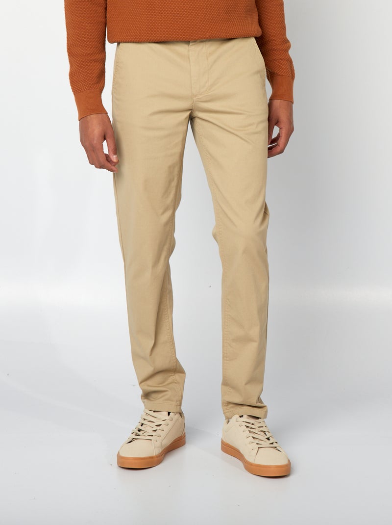 Pantalon chino slim Beige - Kiabi
