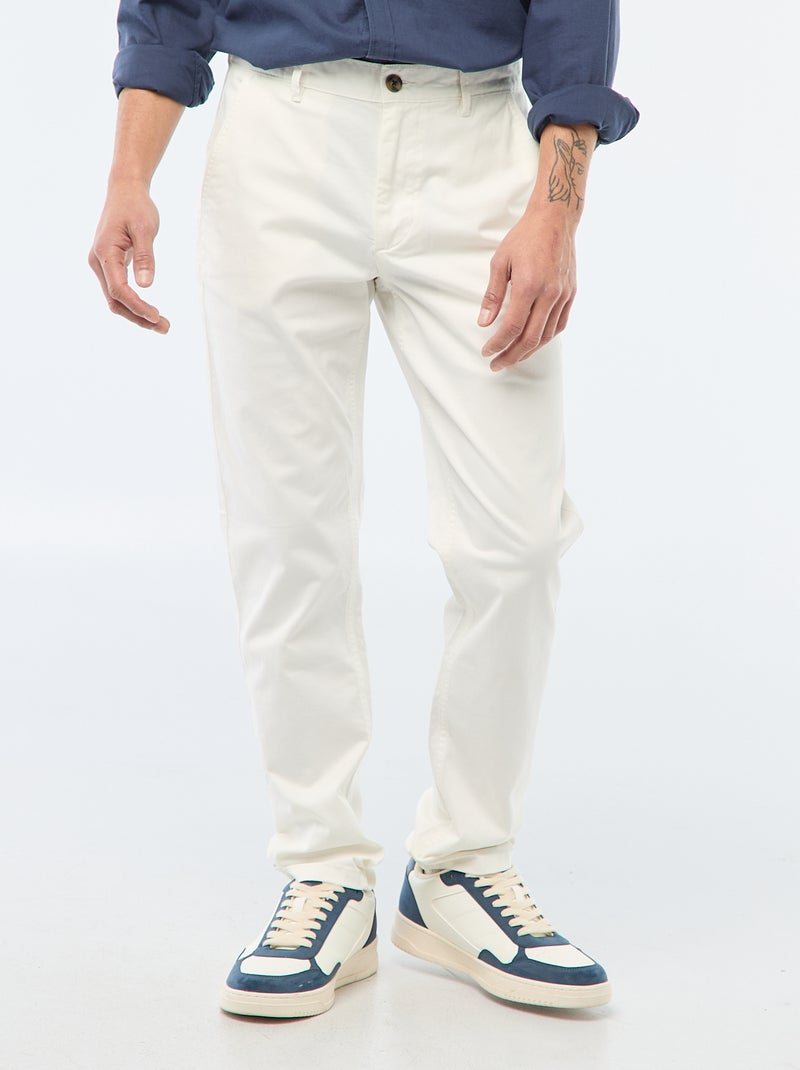 Pantalon chino slim Blanc - Kiabi