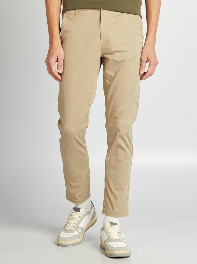 Pantalon chino slim L30 Beige - Kiabi