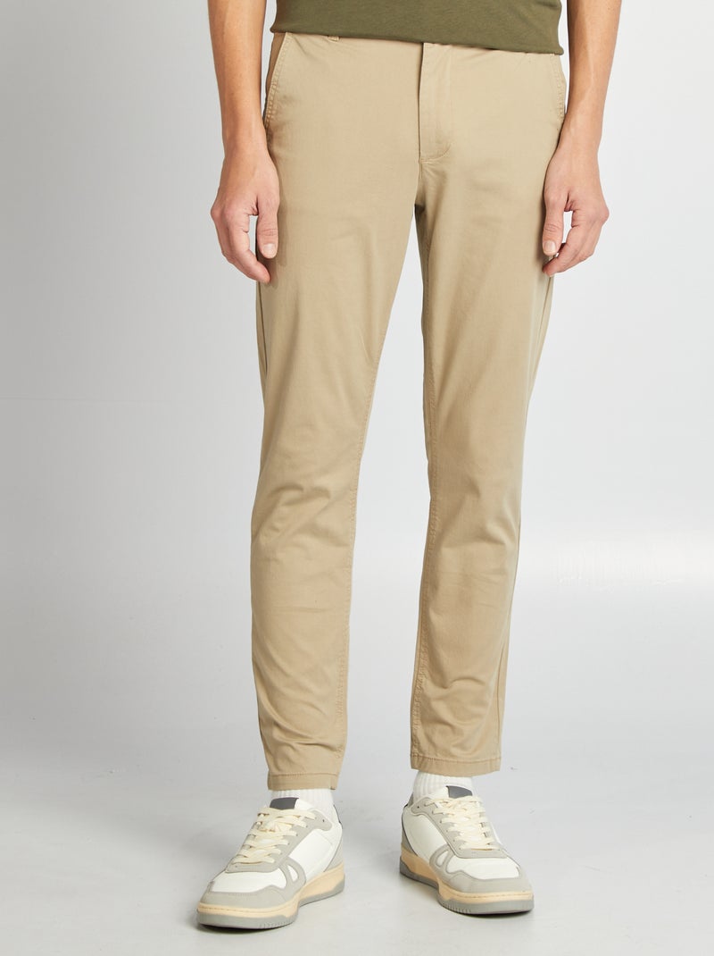 Pantalon chino slim L30 Beige - Kiabi