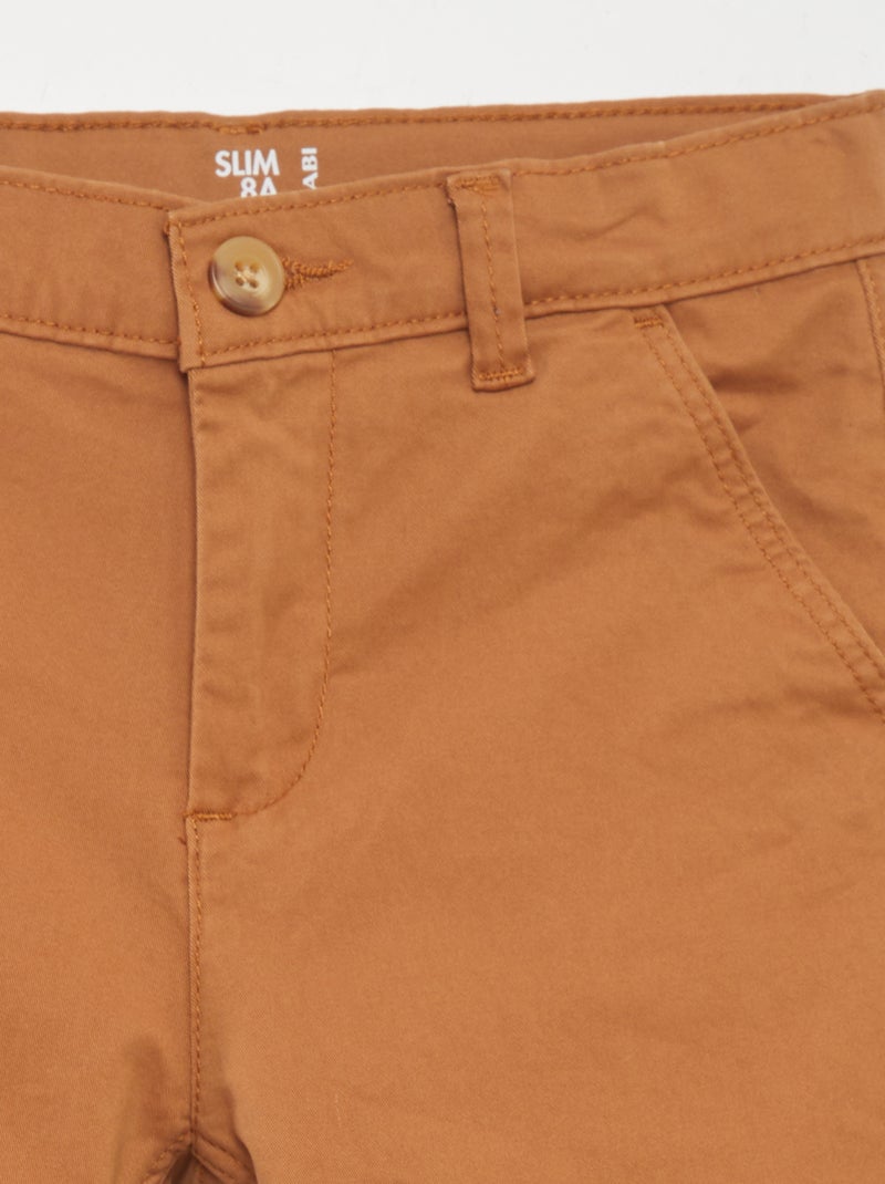 Pantalon chino slim MARRON - Kiabi