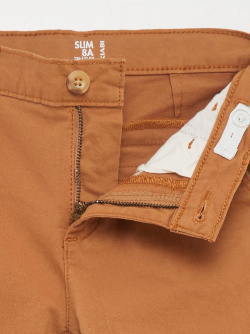 Pantalon chino slim MARRON - Kiabi