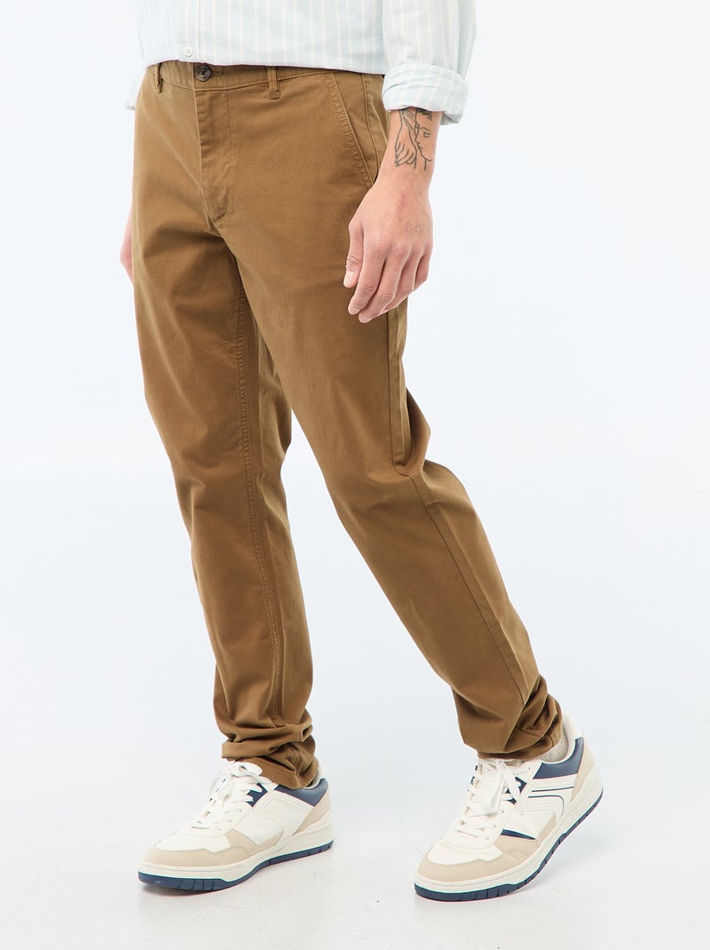 Pantalon chino slim Marron - Kiabi