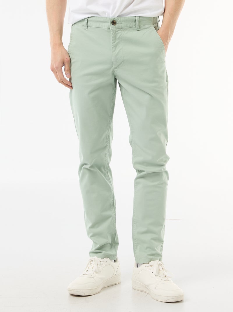 Pantalon chino slim Vert - Kiabi