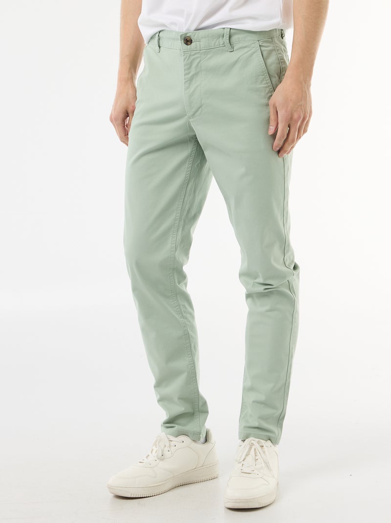 Pantalon chino slim Vert - Kiabi