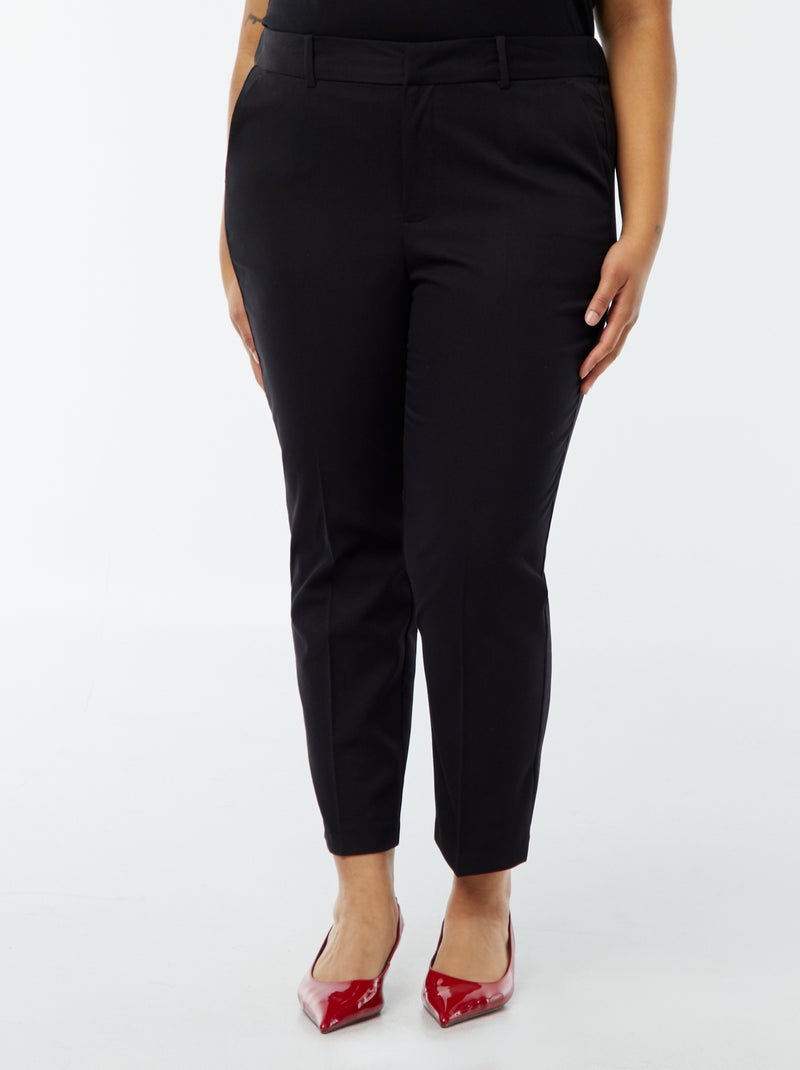 Pantalon cigarette avec ouverture par crochet et zippée Noir - Kiabi