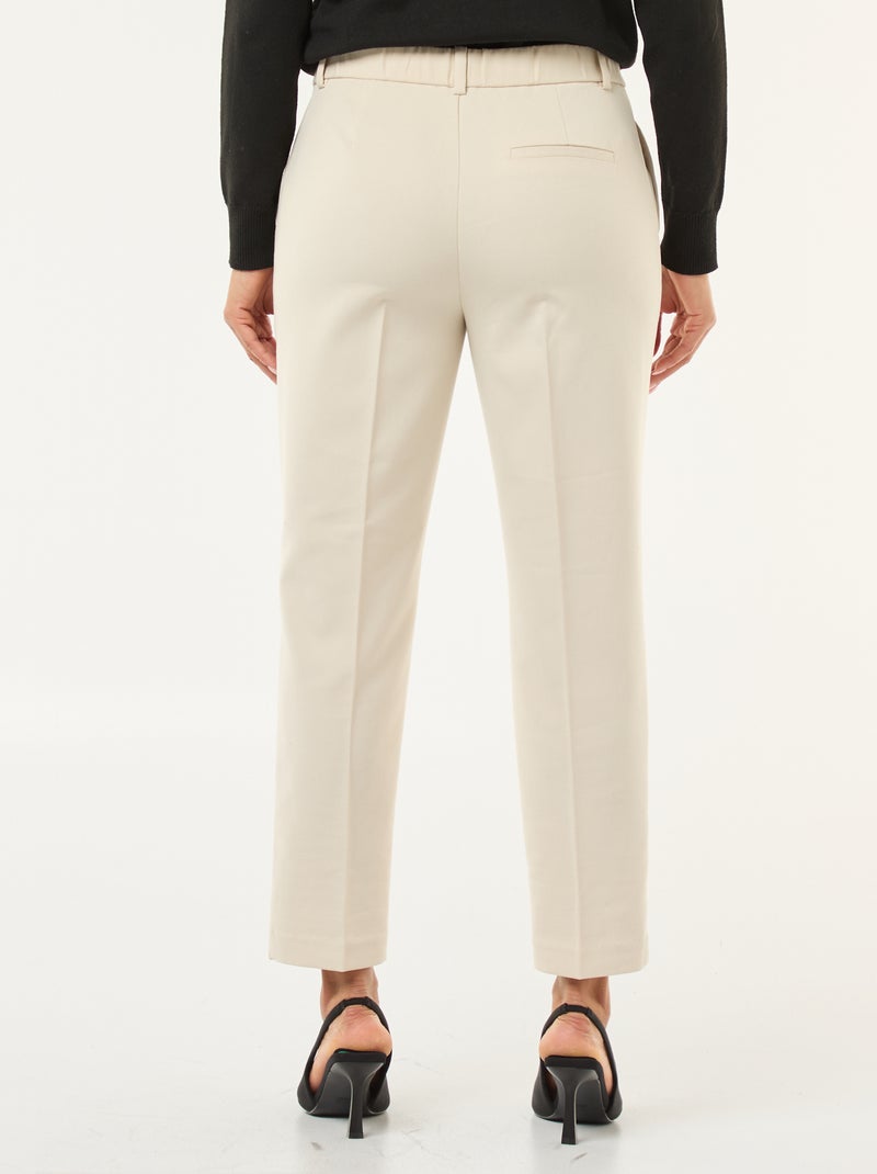Pantalon cigarette uni avec 2 poches Beige - Kiabi