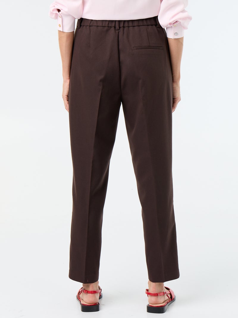 Pantalon cigarette uni avec 2 poches Marron - Kiabi