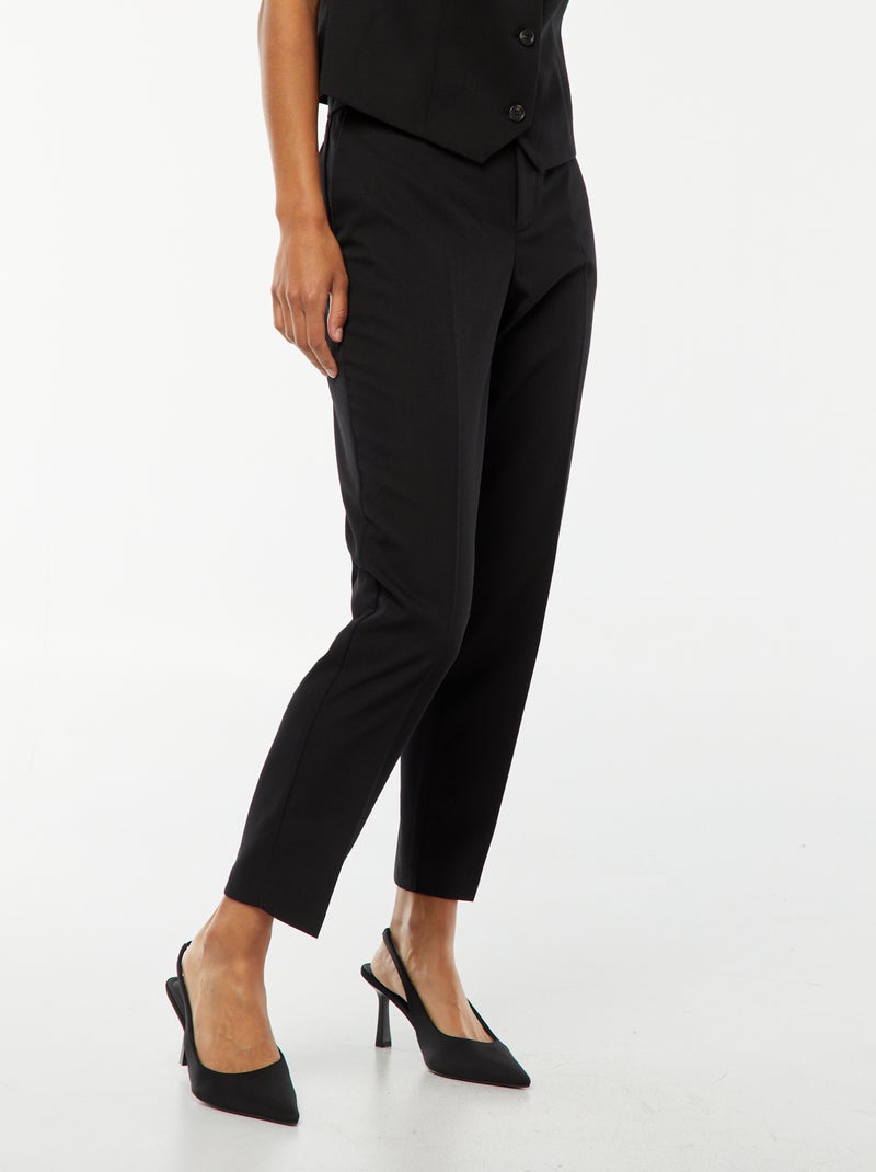 Pantalon cigarette uni pour femme Noir - Kiabi