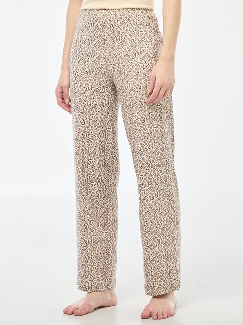 Pantalon côtelé de nuit all-over 'fleur' - Kiabi