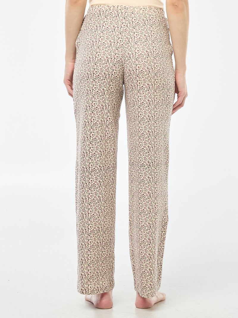 Pantalon côtelé de nuit all-over 'fleur' Blanc - Kiabi