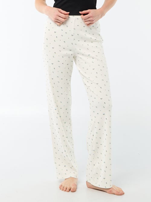 Pantalon côtelé de nuit all-over 'fleur' - Kiabi