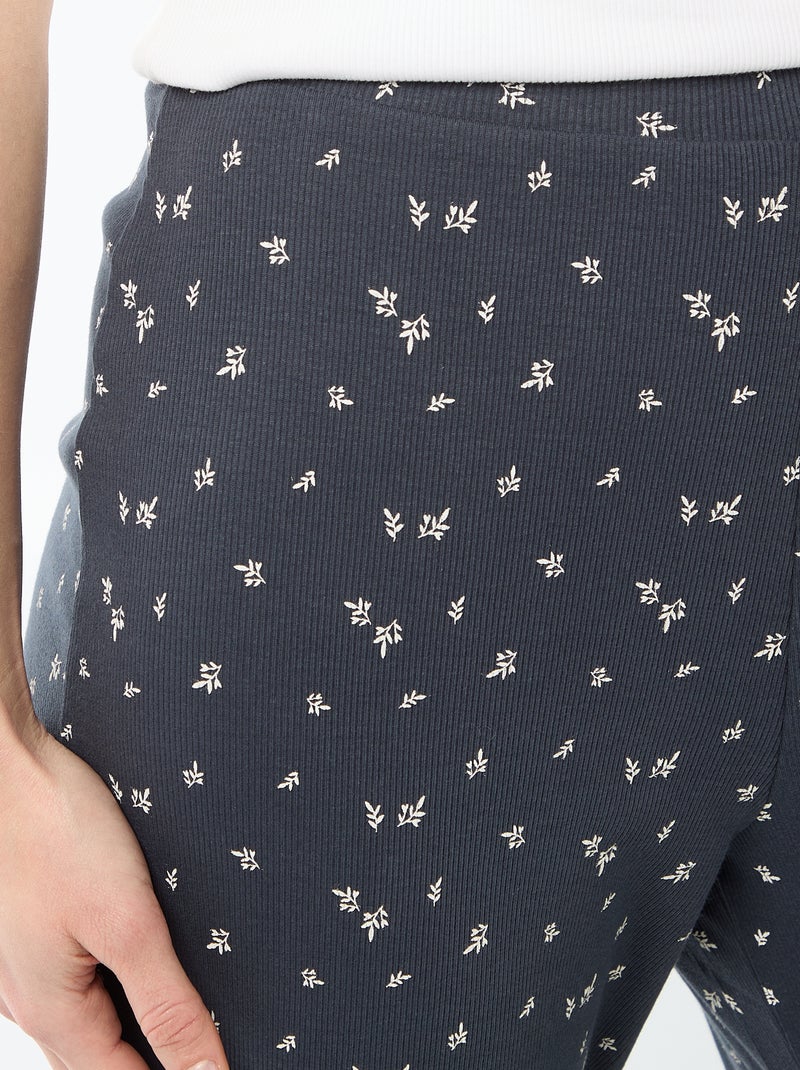 Pantalon côtelé de nuit all-over 'fleur' Bleu - Kiabi
