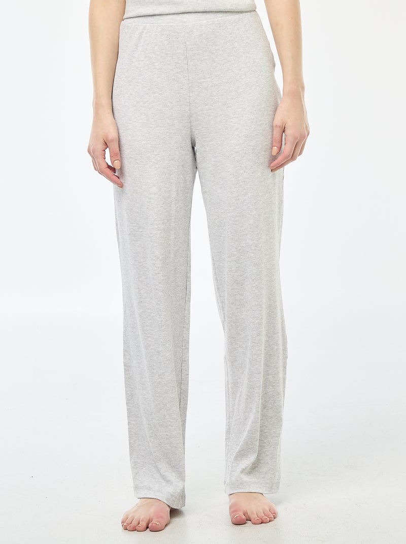 Pantalon côtelé de nuit all-over 'fleur' Gris - Kiabi