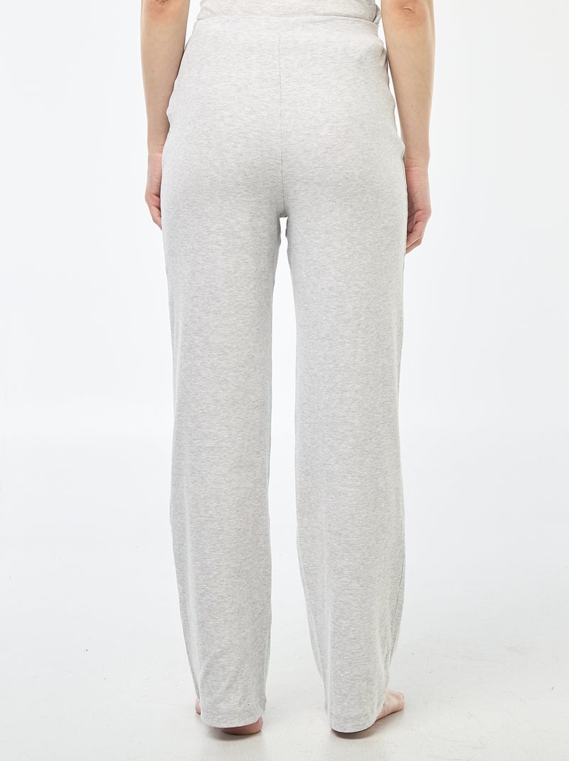 Pantalon côtelé de nuit all-over 'fleur' Gris - Kiabi
