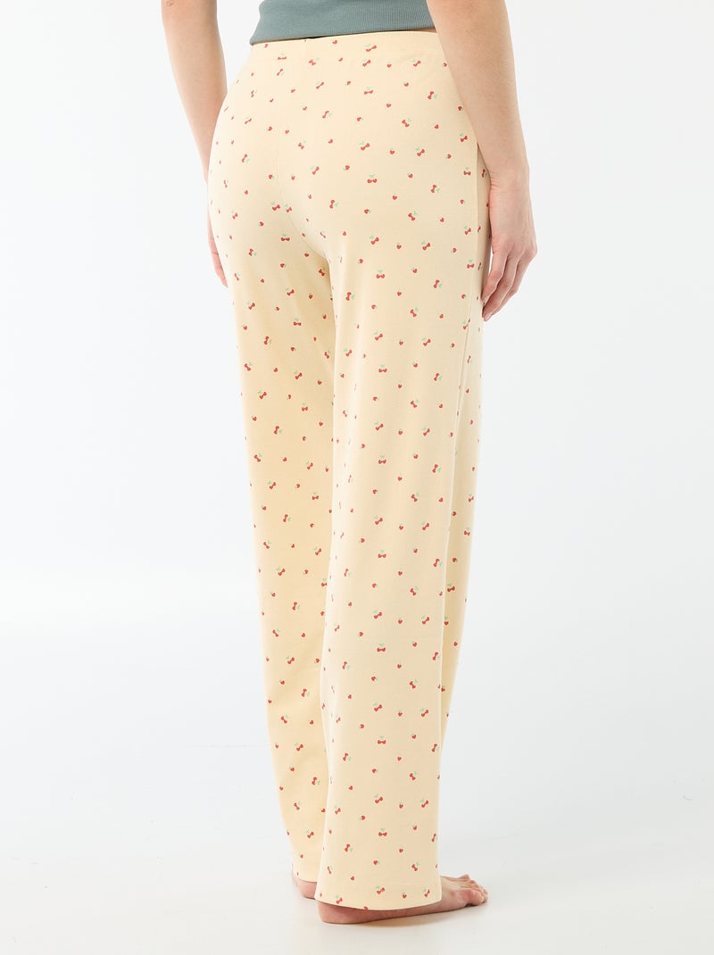 Pantalon côtelé de nuit all-over 'fleur' Jaune - Kiabi