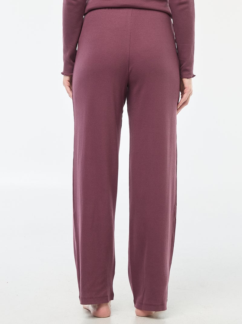 Pantalon côtelé de nuit all-over 'fleur' Violet - Kiabi
