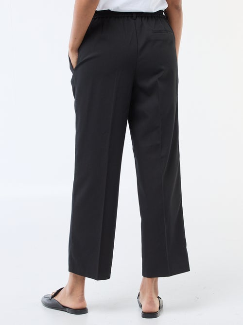Pantalon coupe large à la taille élastiquée + liens à nouer - Kiabi