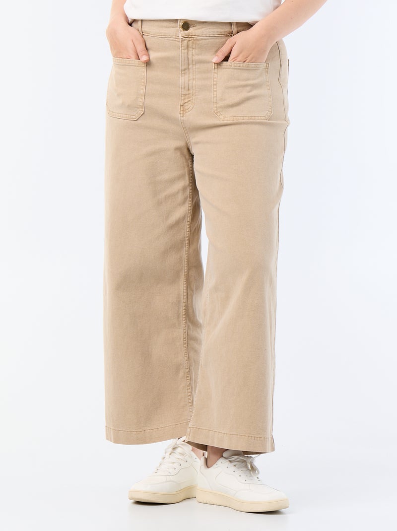 Pantalon coupe large / wide leg taille standard Beige - Kiabi