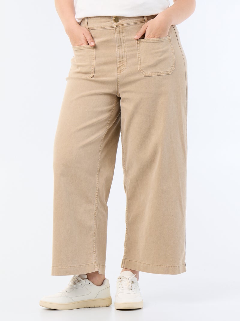 Pantalon coupe large / wide leg taille standard Beige - Kiabi