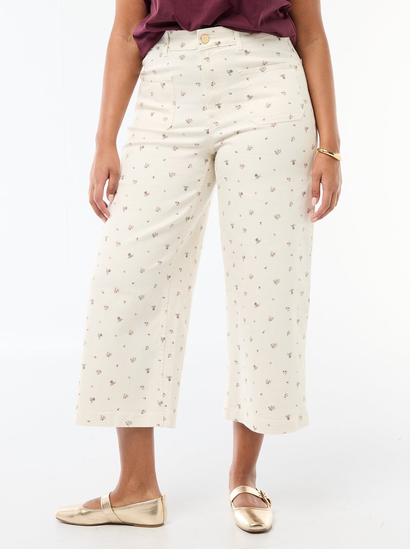 Pantalon coupe large / wide leg taille standard Blanc - Kiabi