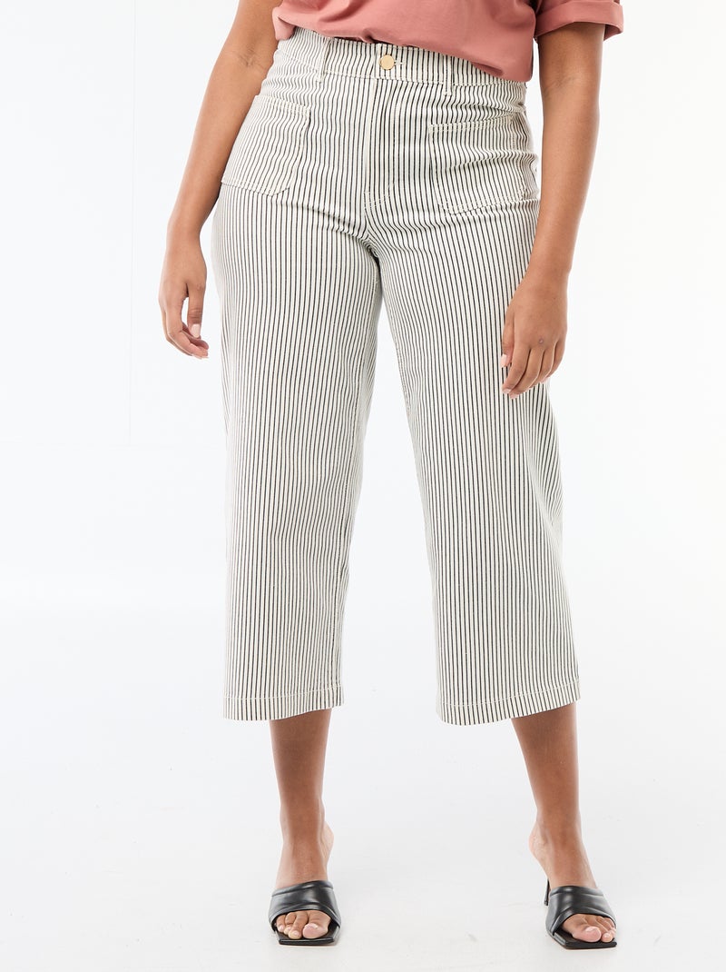 Pantalon coupe large / wide leg taille standard Blanc - Kiabi
