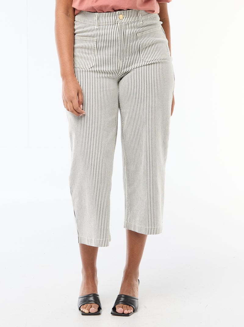 Pantalon coupe large / wide leg taille standard Blanc - Kiabi