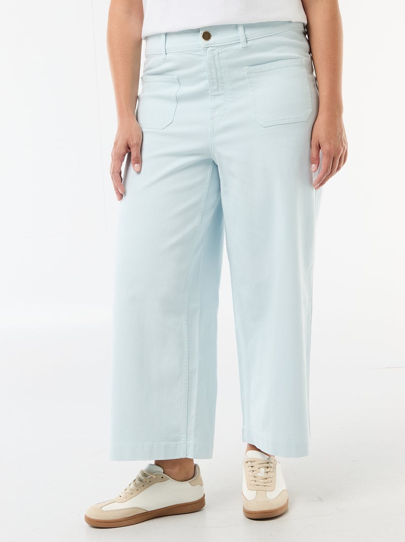 Pantalon coupe large / wide leg taille standard Bleu clair - Kiabi
