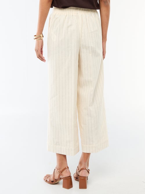 Pantalon culotte large en lin mélangé - Kiabi