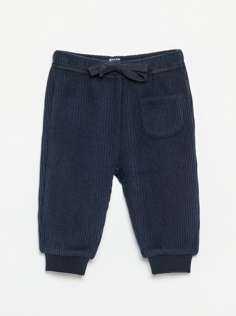 Pantalon de jogging en maille côtelée Bleu - Kiabi