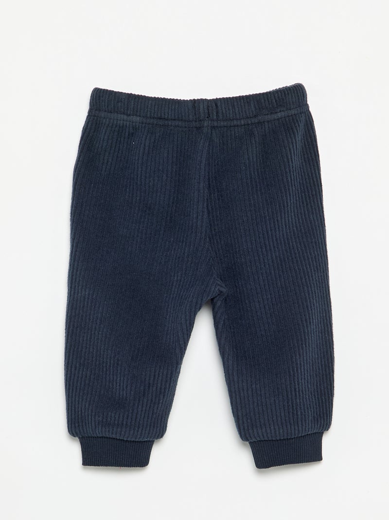 Pantalon de jogging en maille côtelée Bleu - Kiabi