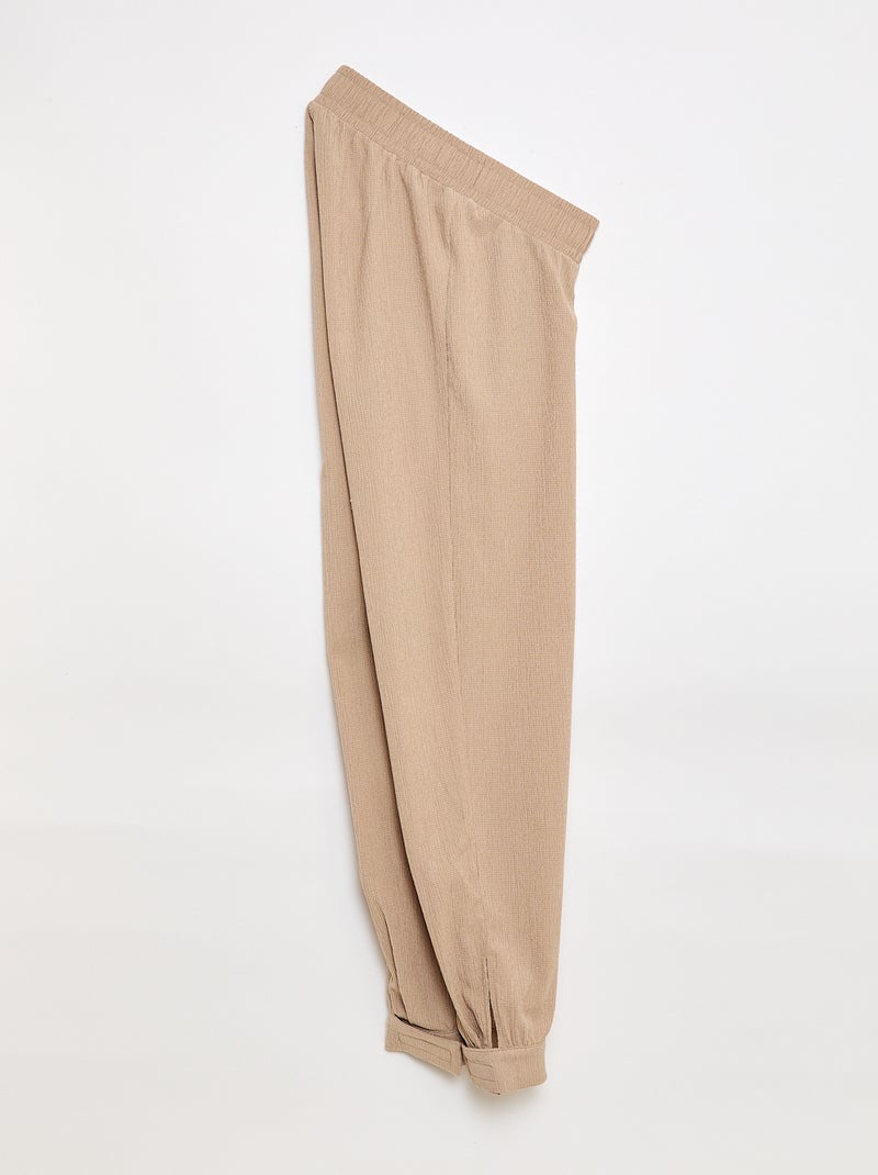 Pantalon de jogging pour femme en maille légère à taille élastiquée Beige - Kiabi