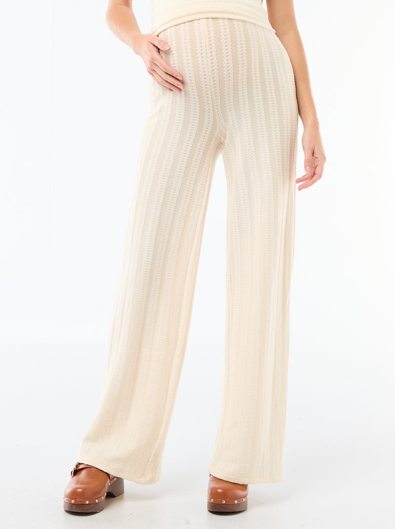 Pantalon de maternité en maille rayé Blanc - Kiabi