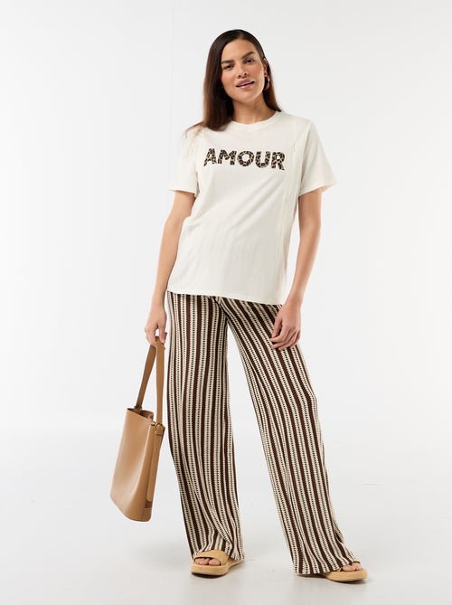 Pantalon de maternité en maille rayé - Kiabi