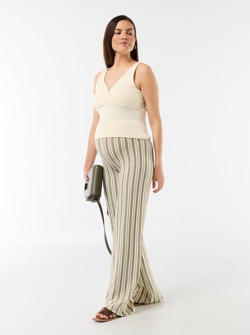 Pantalon de maternité en maille rayé - Kiabi