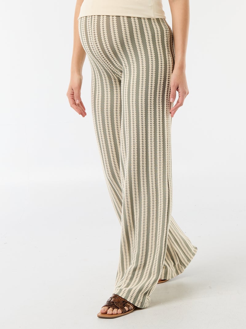 Pantalon de maternité en maille rayé Blanc - Kiabi
