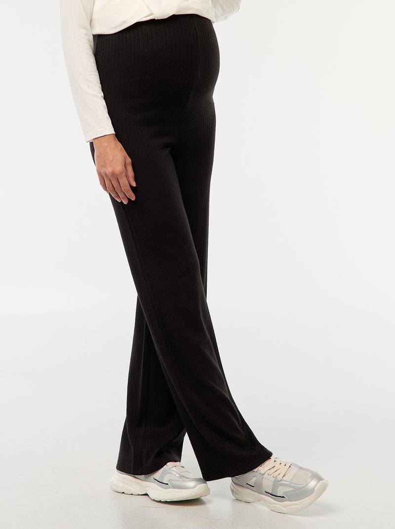 Pantalon de maternité large en rib Noir - Kiabi