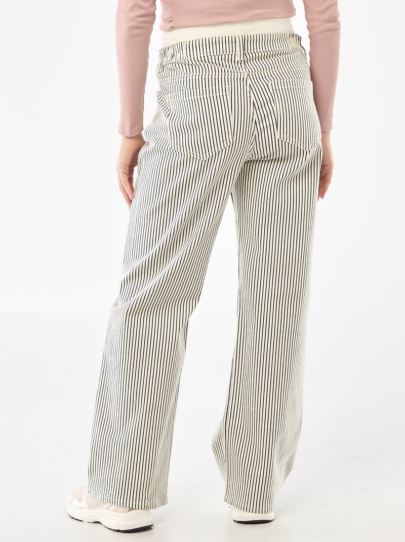 Pantalon de maternité wide leg Blanc rayé - Kiabi