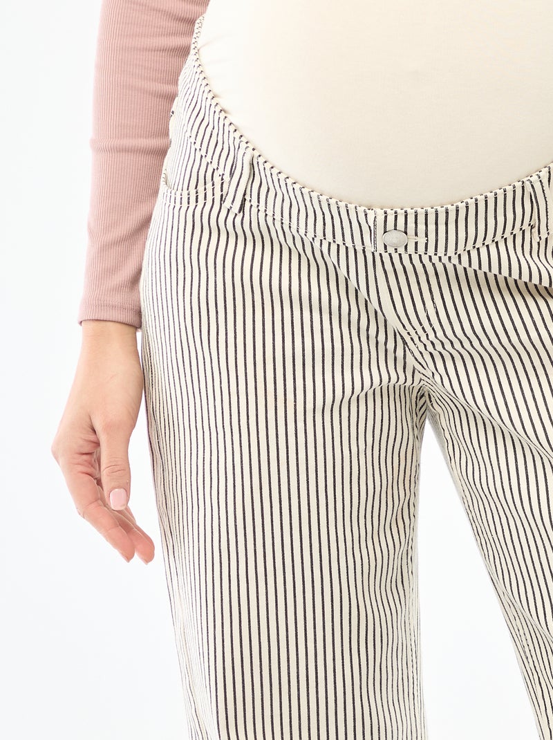 Pantalon de maternité wide leg Blanc rayé - Kiabi