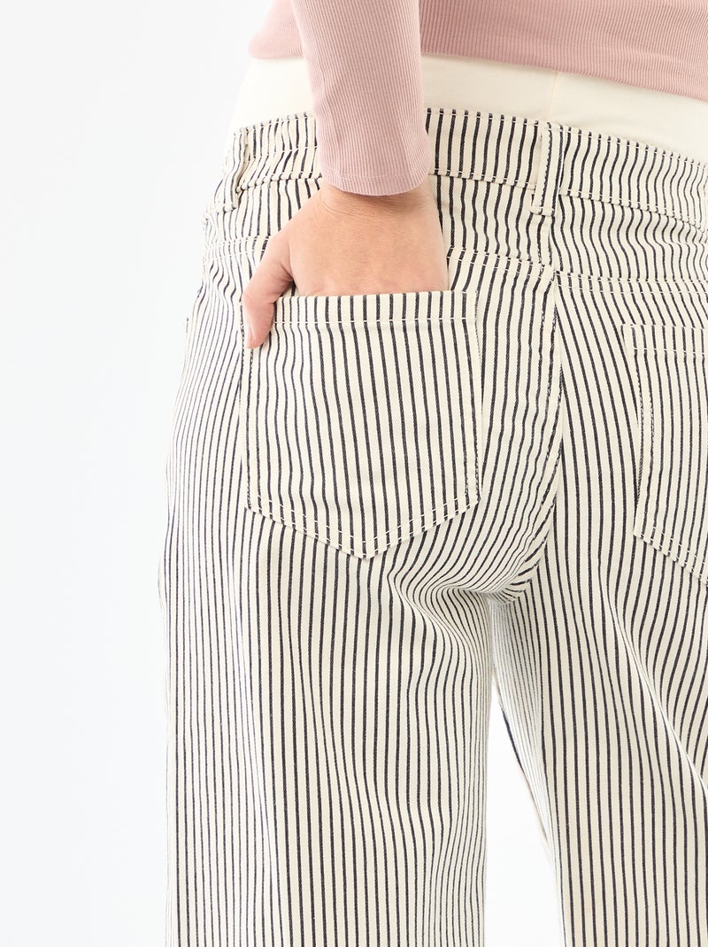 Pantalon de maternité wide leg Blanc rayé - Kiabi