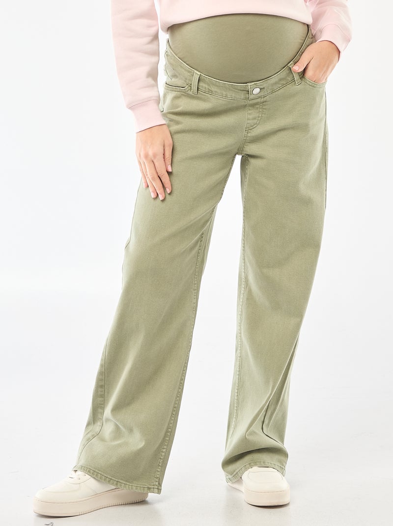 Pantalon de maternité wide leg Kaki - Kiabi