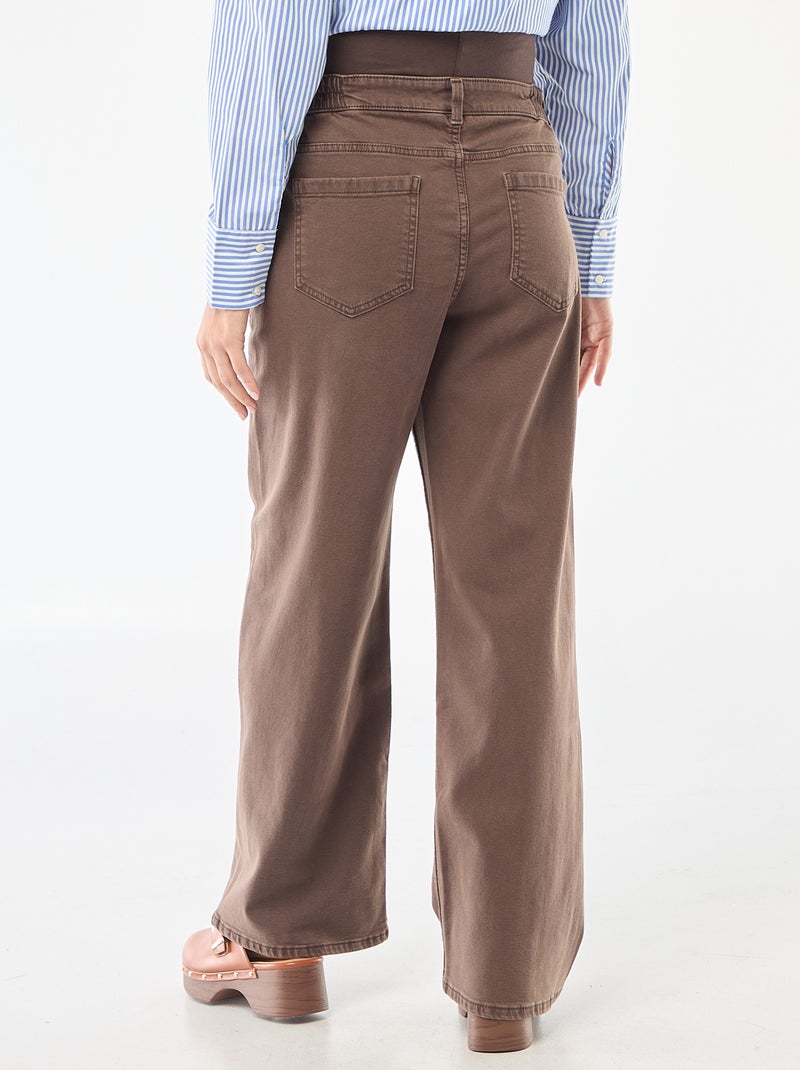 Pantalon de maternité wide leg Marron - Kiabi