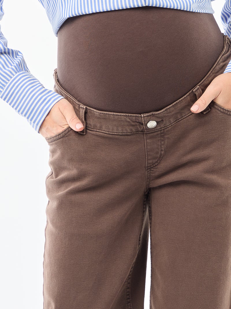 Pantalon de maternité wide leg Marron - Kiabi