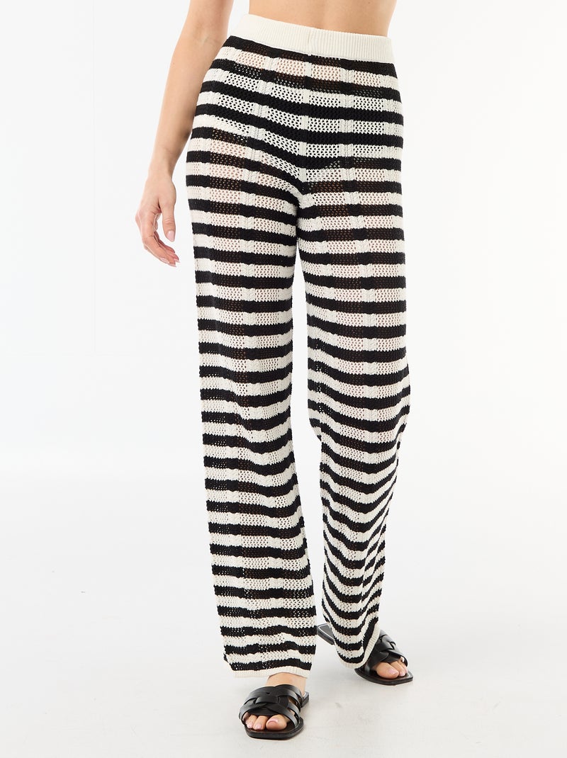 Pantalon de plage en maille crochet Blanc - Kiabi