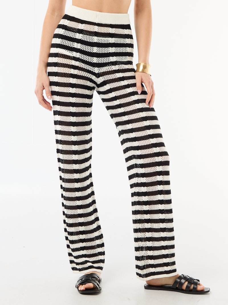 Pantalon de plage en maille crochet Blanc - Kiabi