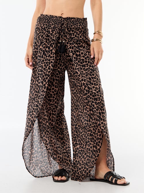 Pantalon de plage en viscose imprimée - Kiabi