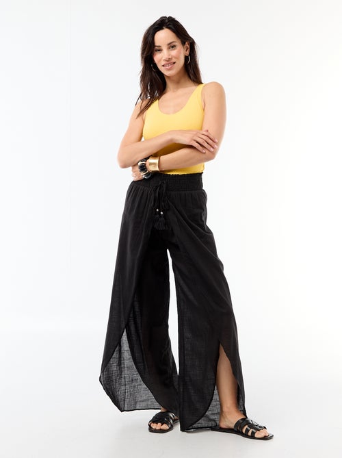 Pantalon de plage en viscose imprimée - Kiabi