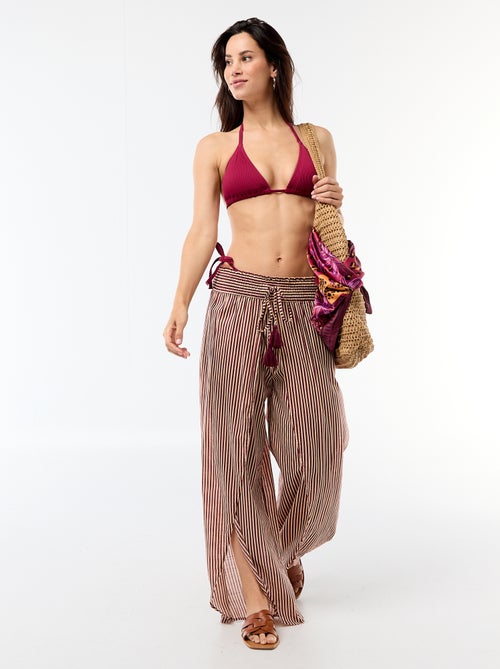 Pantalon de plage en viscose imprimée - Kiabi