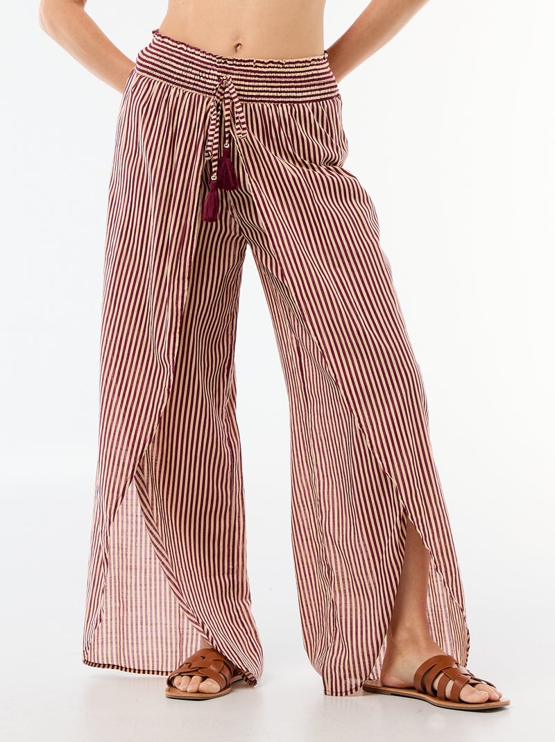 Pantalon de plage en viscose imprimée Rouge - Kiabi