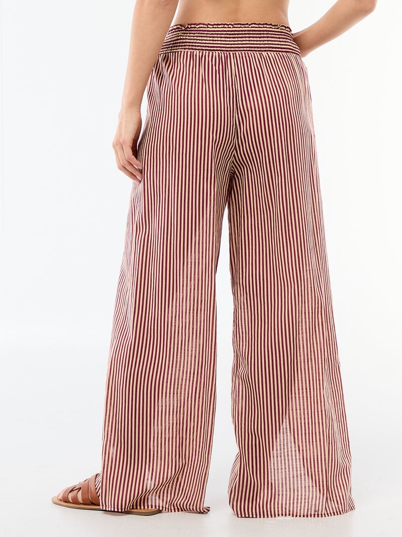 Pantalon de plage en viscose imprimée Rouge - Kiabi